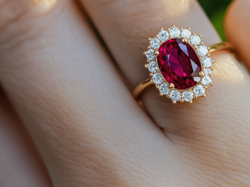 Verschiedene Ringe aus Edelsteinen und Halbedelsteinen, die elegante Designs und Farben bieten.