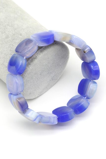 Farbiges Madagaskar-Achat Armband – Naturstein, Spezialschliff 15 × 20 mm