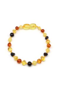 Bracelet de dentition en ambre naturel pour bébé, longueur 14 cm – vue de face