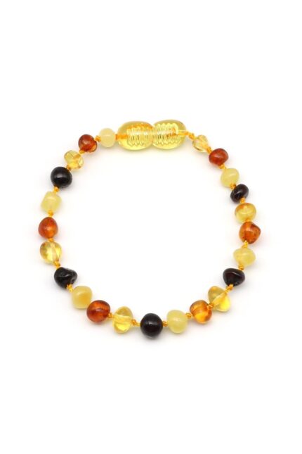 Bracelet de dentition en ambre naturel pour bébé, longueur 14 cm – vue de face