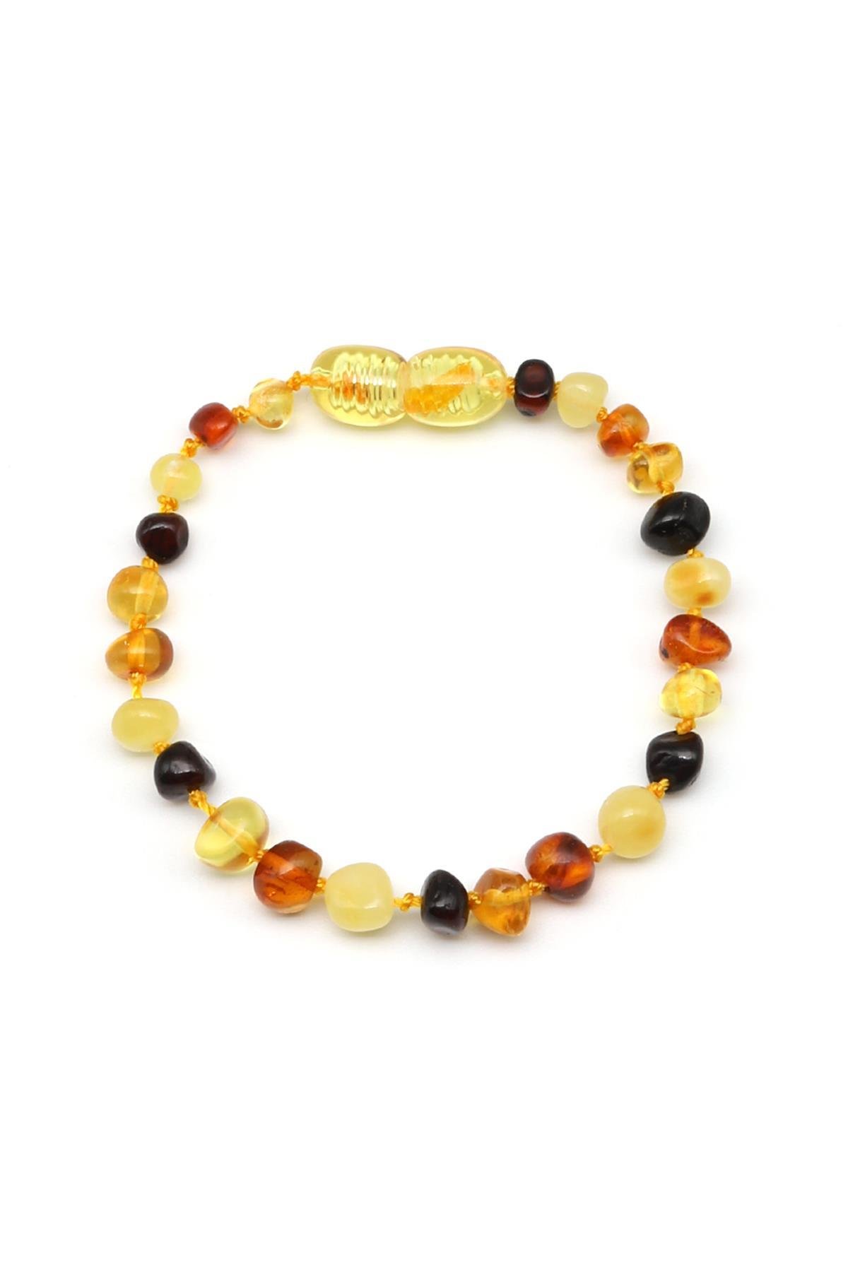 Vue avant du bracelet de dentition en ambre naturel – 14 cm