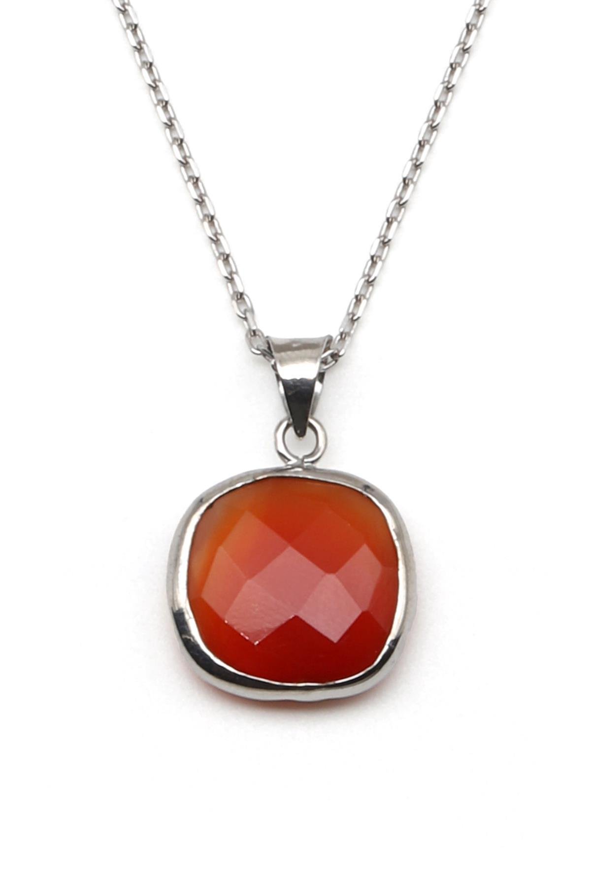 Collier en argent 925 avec agate indienne facettée