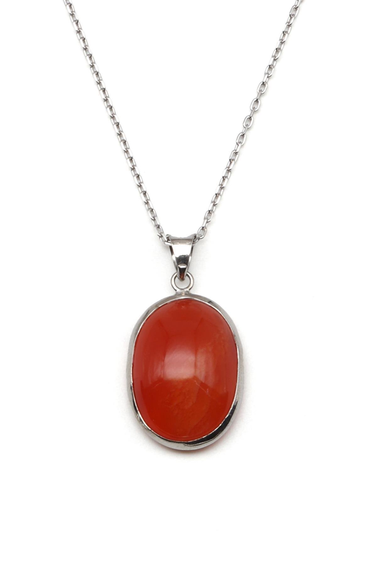 Collier en argent 925 avec agate indienne ovale